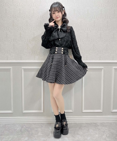 レースアップスカート クチュールバイロジータ スカート レースアップツイードスカート