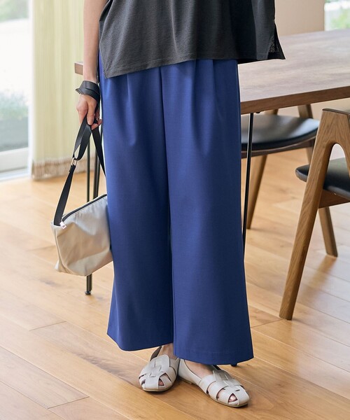 新品ライトブルー ウエストゴム パンツ　40 ANY（エニィ） ワイドパンツ パンツ 「ウエストゴム」イージーケア