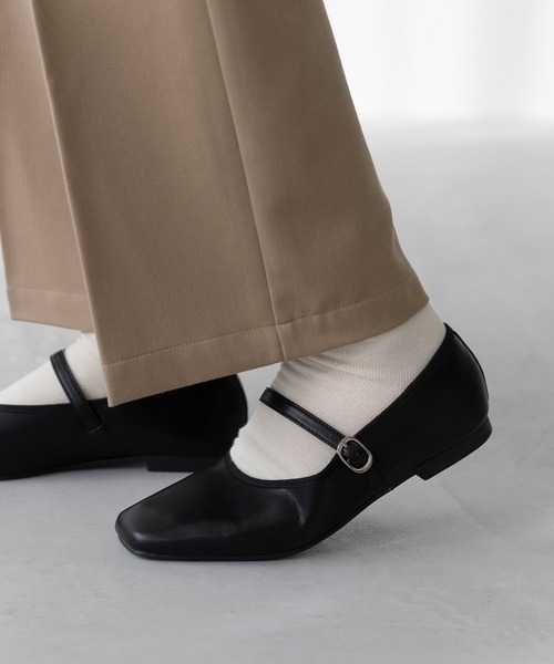 welleg（ウェレッグ） パンプス 4E 幅広 メリージェーン ぺたんこ