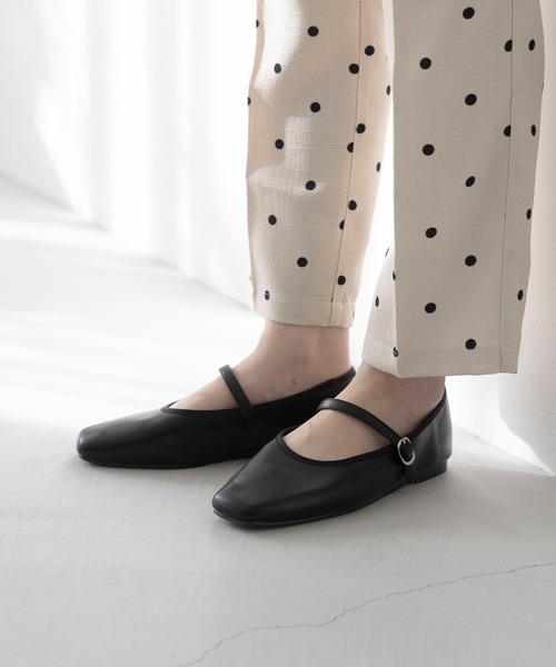 美品✨慈雨 革靴 メリージェーン レザーシューズ 24cm 4E 幅広 黒 welleg（ウェレッグ） パンプス 4E 幅広 メリージェーン ぺたんこ