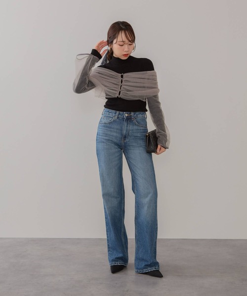 Leja（レジャ） ドレス 「LEJA」チュールオフショルダー花柄Iライン