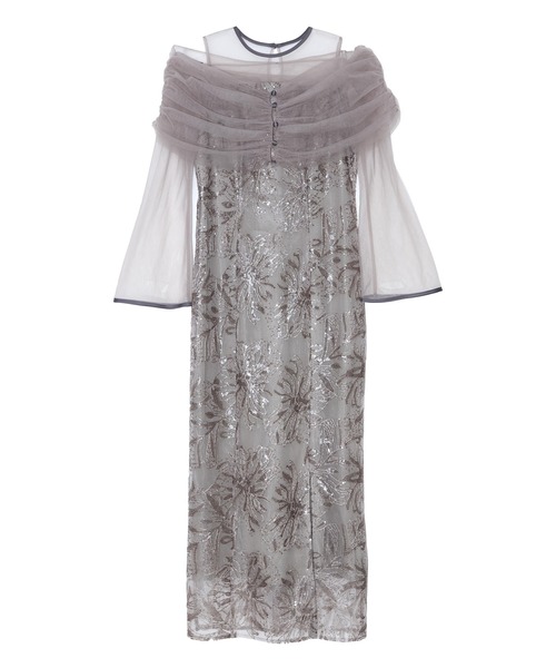 Leja（レジャ） ドレス 「LEJA」チュールオフショルダー花柄Iライン