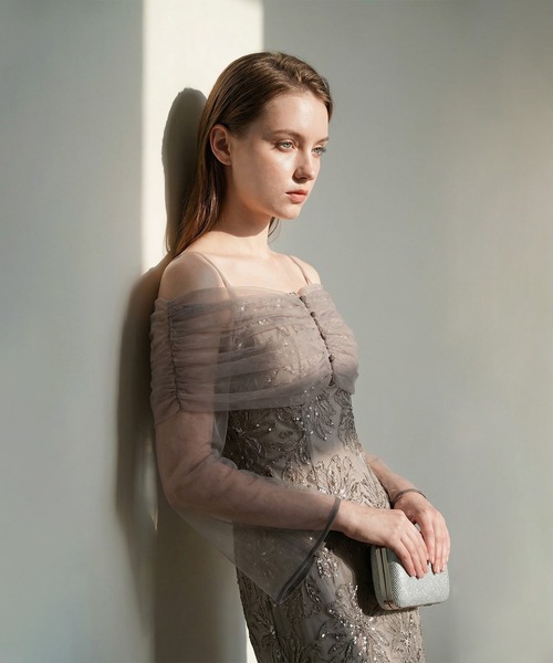 Leja（レジャ） ドレス 「LEJA」チュールオフショルダー花柄Iライン