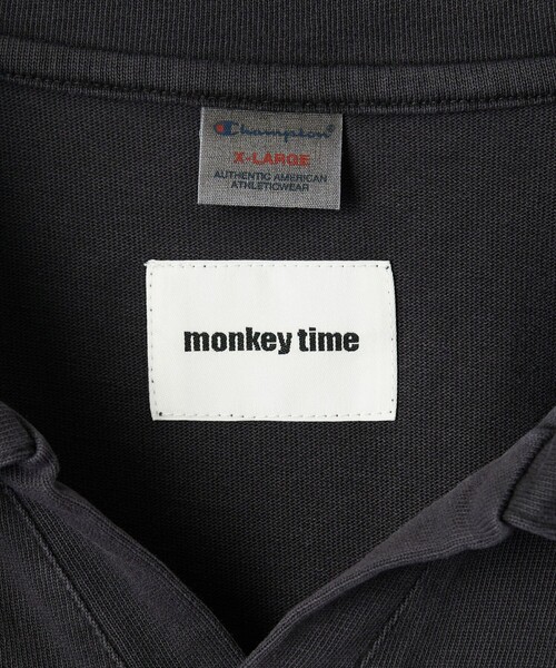 Champion × monkey time ジップ ポロシャツ Champion × monkey time＞ リバースウィーブ ピグメント ジップ