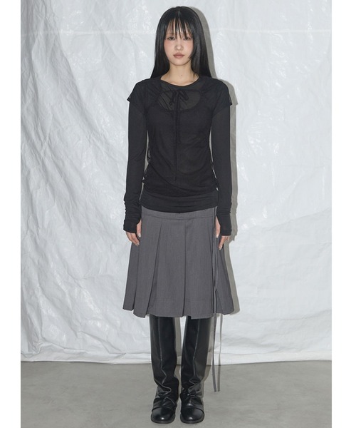 3way】Spick＆Span黒レイヤードニットスカートパンツ【タグ付き】