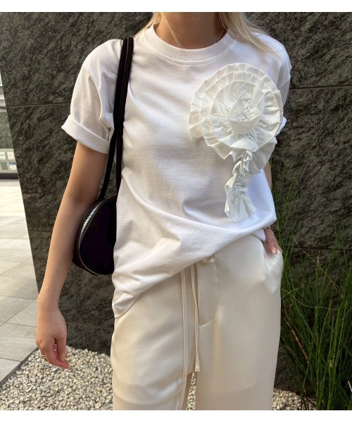 LE CIEL BLEU（ルシェルブルー） tシャツ 半袖 フラワーTシャツ