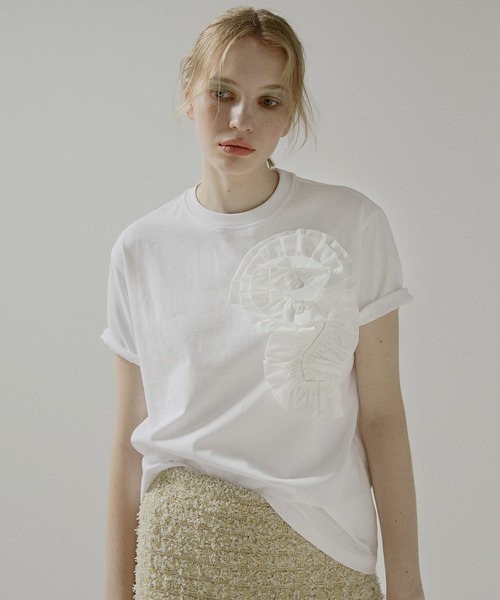 LE CIEL BLEU（ルシェルブルー） tシャツ 半袖 フラワーTシャツ