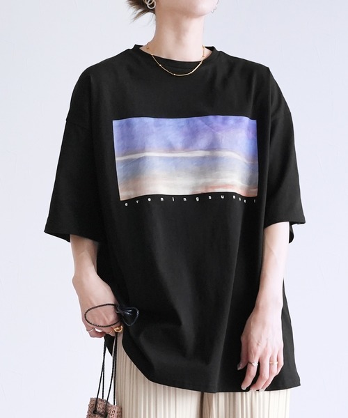 reca（レカ） tシャツ 半袖 転写プリント5分丈オーバーサイズプル