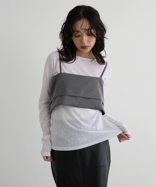 ベスト ジレ ワンショルダーバックデザインビスチェ レディース hellam ベスト ジレ バックボタンビスチェ レディース