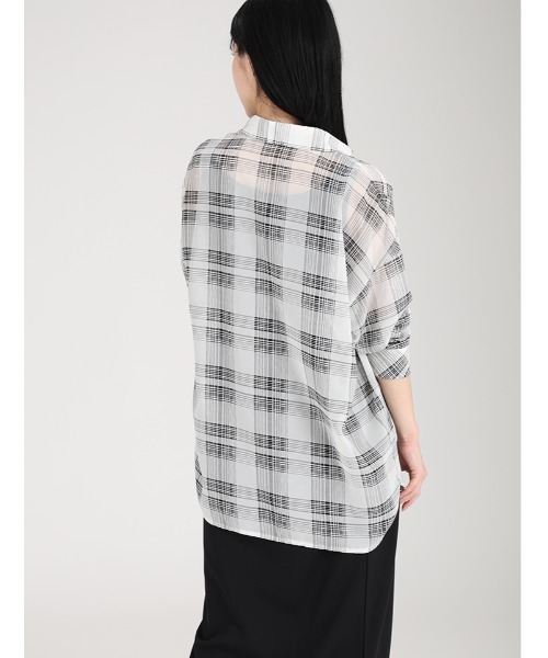 ブラウス シャツ 「再入荷！」「新色登場！/自宅ケア可能」上品なシアーが魅力。コットンローンチェックオーバーサイズシャツ レディース DIAVEL ブラウス シャツ 新色追加！/チェック柄シアーシャツ