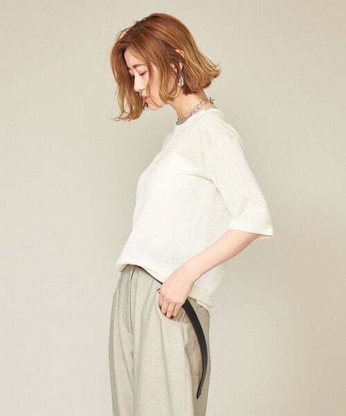 conte クルーネック　Tシャツ　ベージュ conte ベスト ジレ 「conte」クルーネック ニットTシャツ