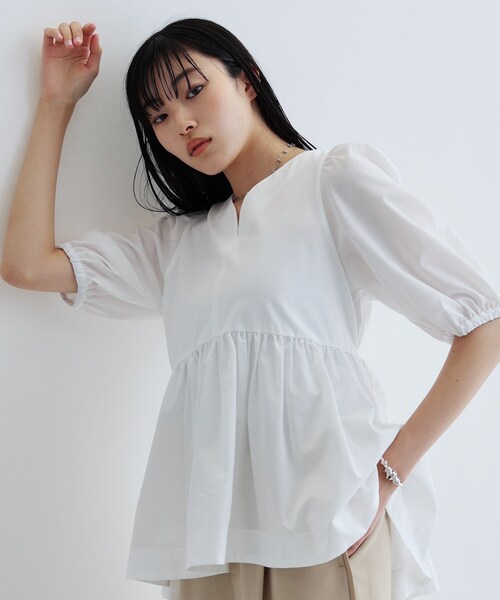 INDIVI GALLEST tシャツ ハートネックペプラムカットソー レディース