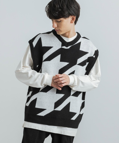 「Rocky Monroe」 「Beno」ノースリーブニット L ブラック メンズ