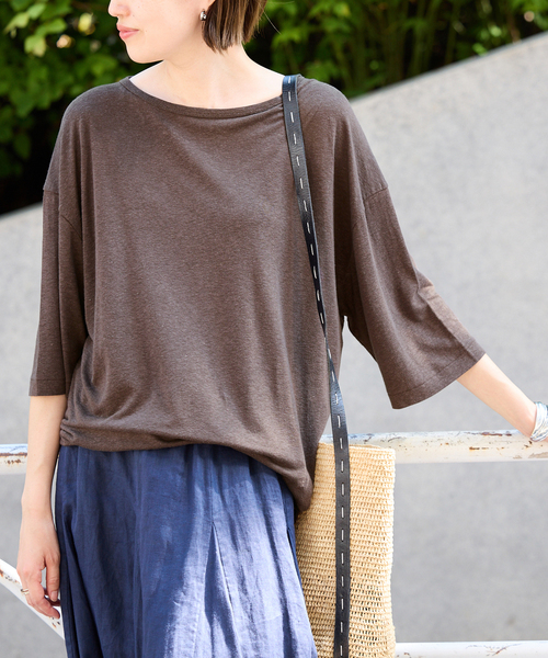 SLOBE IENA tシャツ リネン混ジャージーBIG TEE レディース