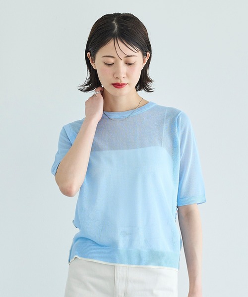 ニット セーター 「OUNNOUN」シアーハーフスリーブトップス レディース OUNNOUN】シアーハーフスリーブトップス（ニット/セーター