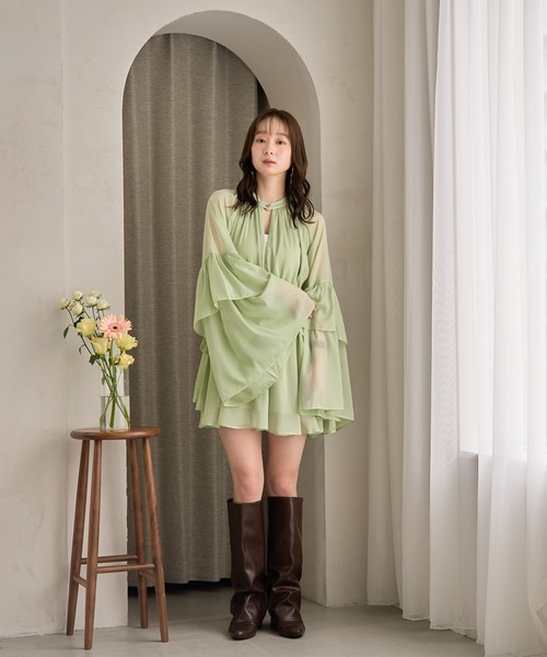 【新品未使用】mideal 2way チュニックブラウス mideal チュニック 2way frill sleeve tunic blouse / 2way