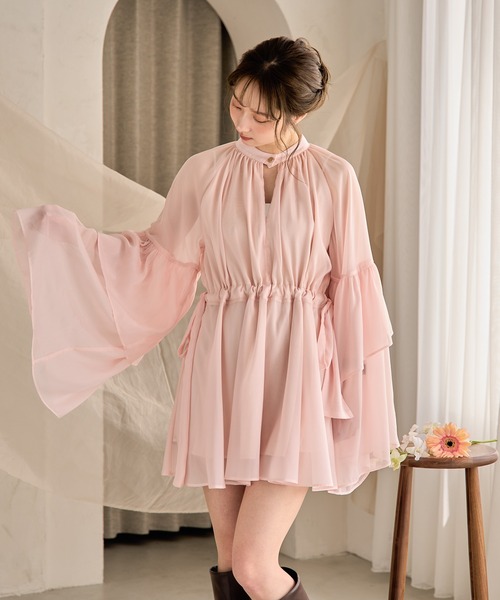 mideal チュニック 2way frill sleeve tunic blouse / 2way