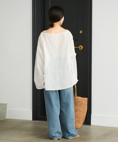 plage新品未使用即完売品 SHEER STRINGブラウス ホワイト Curated Essentials】 ⁡ 「シンプルだけど、ちゃんと決まる