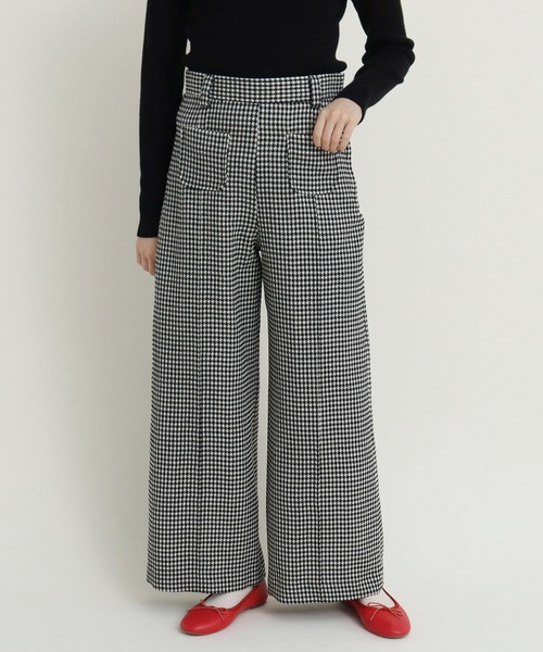 Dot＆Stripes CHILD WOMAN パンツ ウールギンガム ワイドパンツ  