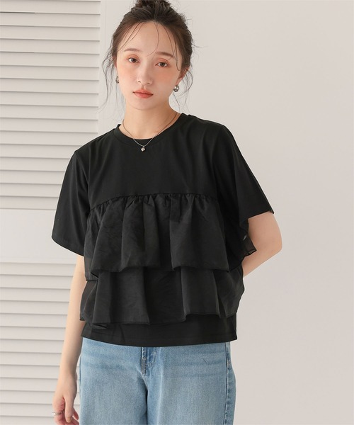 tシャツ ドッキングTシャツ レディース ドッキングTシャツ Tシャツ レディース トップス 半袖 無地・再