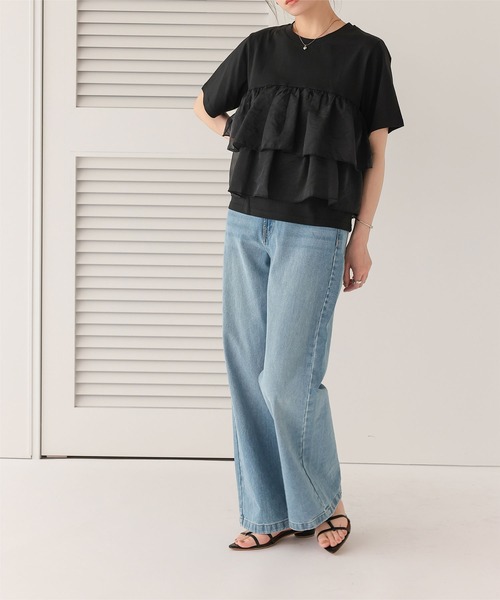 titivate tシャツ オーガンジーフリルドッキングTシャツ