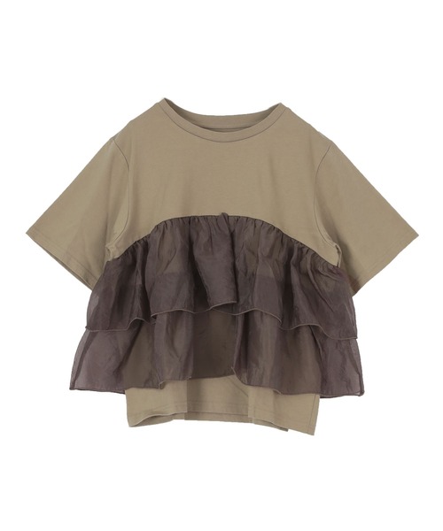 titivate tシャツ オーガンジーフリルドッキングTシャツ