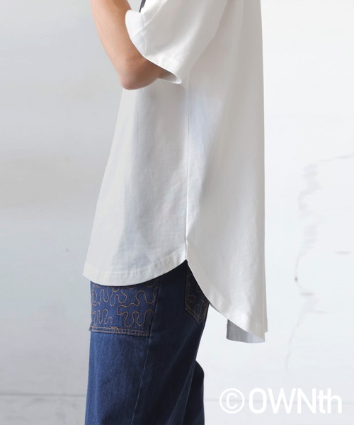antiqua tシャツ フェルトロゴ刺繍Tシャツ レディース メンズ