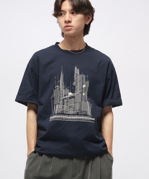 イタリア　トップス Adoon plain tシャツ Geometric Skyline Drawcord T-Shirt