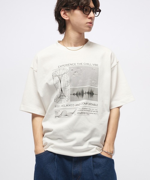Adoon plain tシャツ Geometric Skyline Drawcord T-Shirt