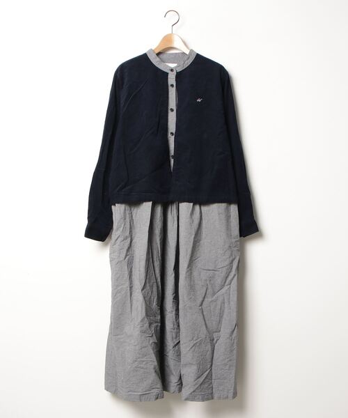 にーな　0329　★ Sunny clouds 「Sunny clouds」 長袖ワンピース 3L ネイビー