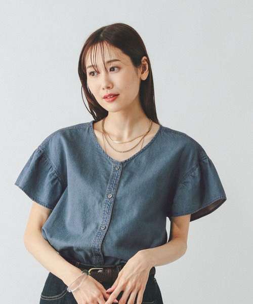 MARNI デニムシャツ フリルブラウス GLOBAL WORK ブラウス シャツ デニムフリルブラウス/571291