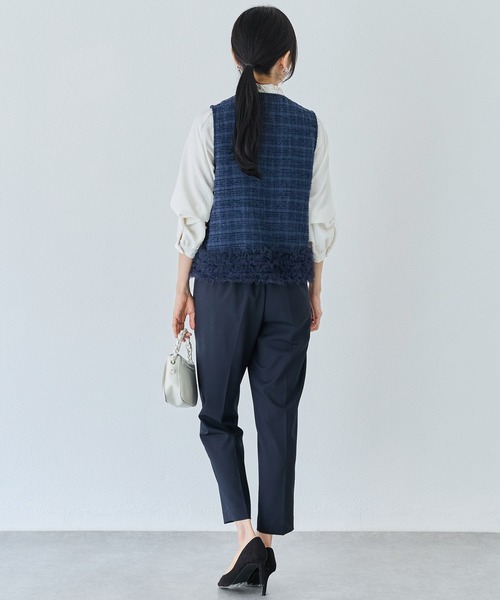 INCEDE（インシード） ベスト ジレ ラメツイード 裾フリルショートジレ