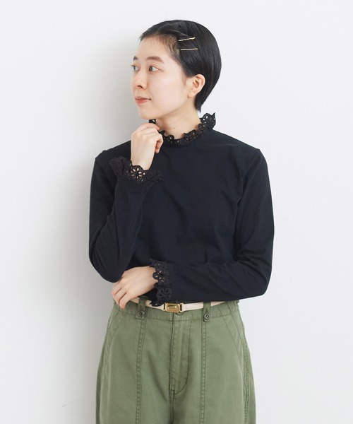 『お客』チャイルドウーマン レースインナーTシャツカットソー 30/-天竺 コットンレースインナー（Tシャツ/カットソー
