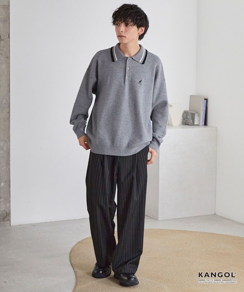 KANGOL（カンゴール） ポロシャツ 別注 ロゴ ワンポイント刺繍 ライン