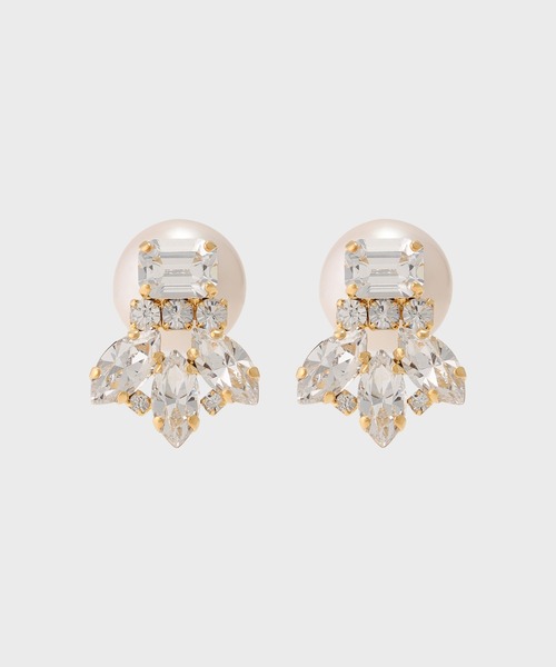 ピアス ビジューパールピアス レディースの画像