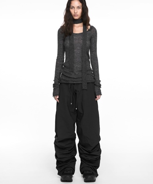 NACHE ワイドパンツ パンツ NACHE/ナチェ/PINTUCK NYLON PANTS BLACK
