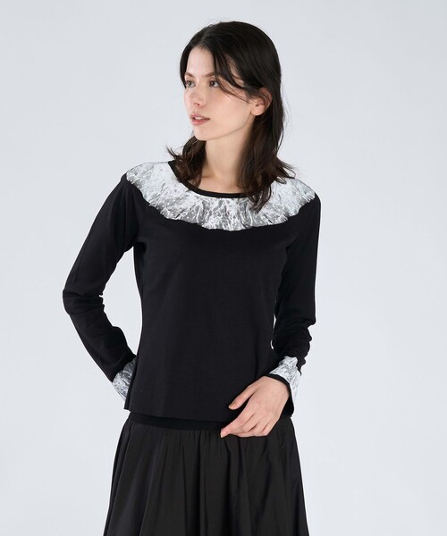 agnes b.（アニエスベー） tシャツ チュールプリント ラグラン 長袖 T