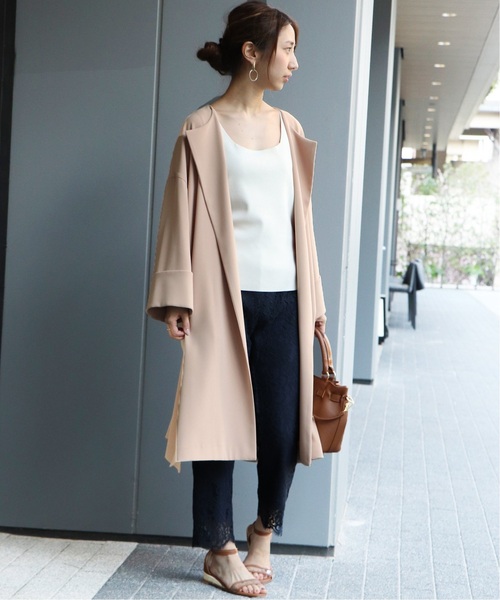 NOBLE（ノーブル） ノーカラーコート 38 ベージュ レディース