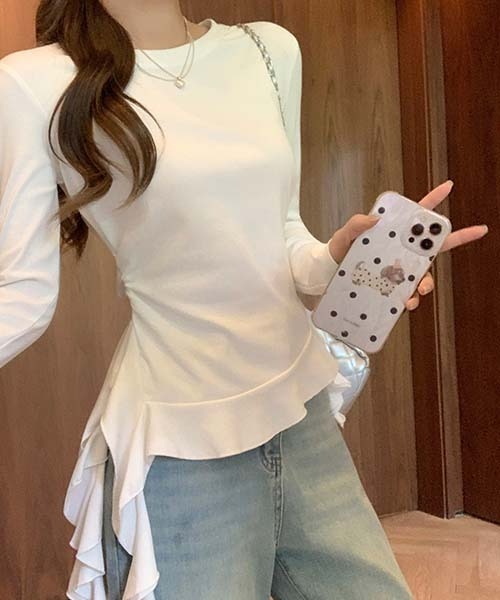 gossip!ロサンゼルス Y2K アシンメトリー フリルトップス フェミニン