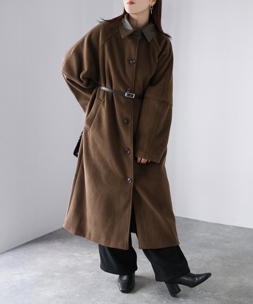 Riberry（リベリー） ステンカラーコート コート ベルト付き襟フェイク