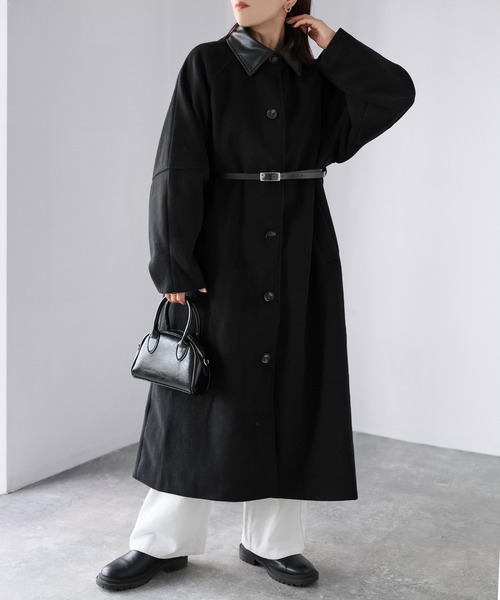 Riberry（リベリー） ステンカラーコート コート ベルト付き襟フェイク