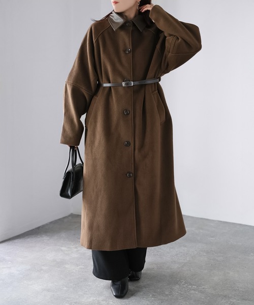 Riberry（リベリー） ステンカラーコート コート ベルト付き襟フェイク