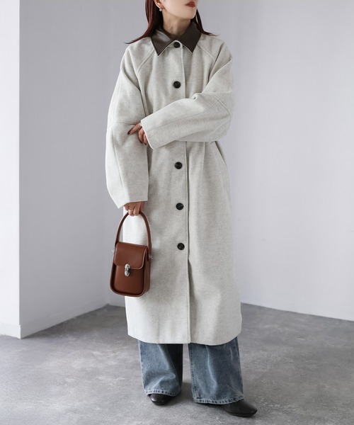 Riberry（リベリー） ステンカラーコート コート ベルト付き襟フェイク