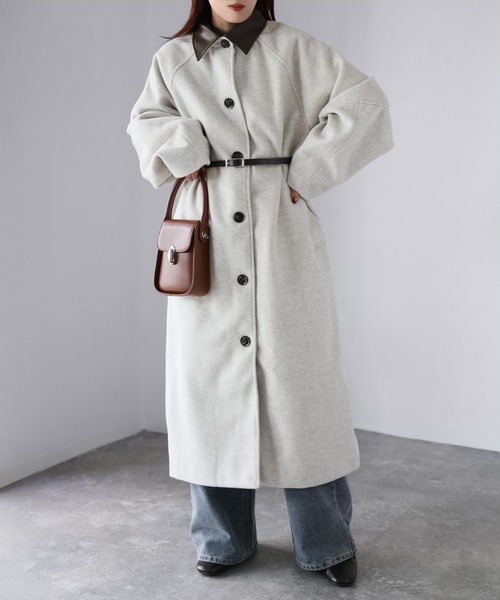 Riberry（リベリー） ステンカラーコート コート ベルト付き襟フェイク