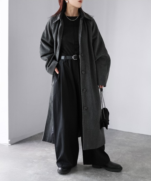 Riberry（リベリー） ステンカラーコート コート ベルト付き襟フェイク