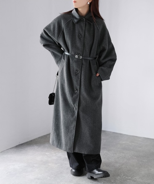Riberry（リベリー） ステンカラーコート コート ベルト付き襟フェイク