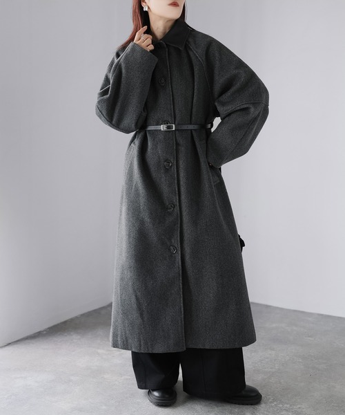 Riberry（リベリー） ステンカラーコート コート ベルト付き襟フェイク