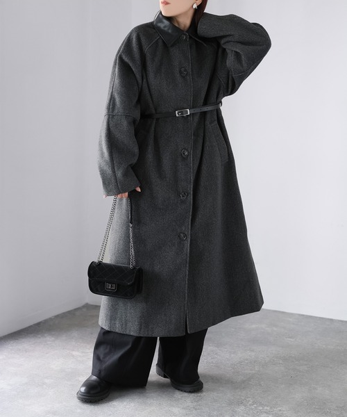 Riberry（リベリー） ステンカラーコート コート ベルト付き襟フェイク