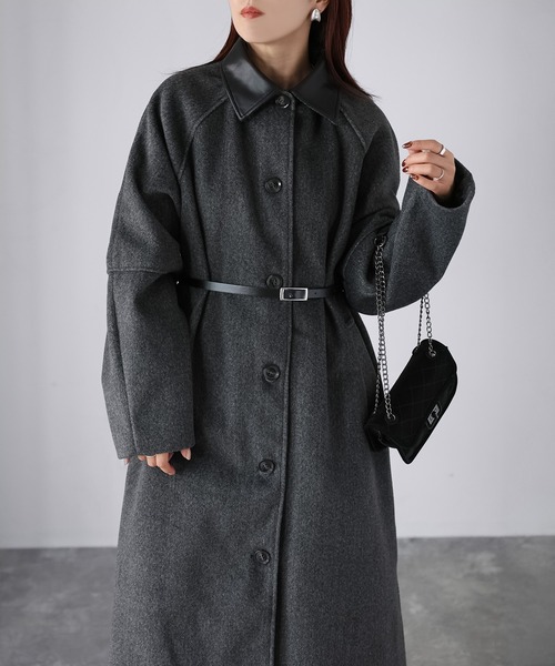 ✨美品・希少✨ Theory ベビー カーフ ロング レザーコート S ブラック Riberry（リベリー） ステンカラーコート コート ベルト付き襟フェイク