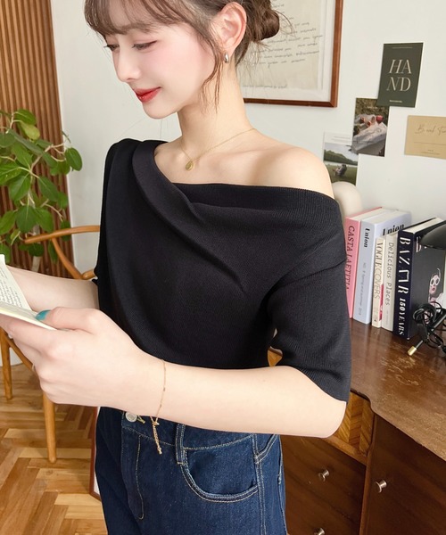 「moment+」 半袖ニット L ナチュラル レディース_画像2